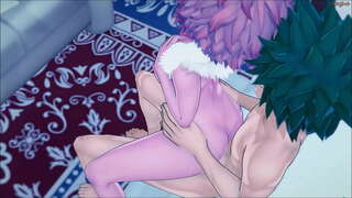 Izuku Midoriya آخر اس پیاری ٹیم کے ساتھی مینا کے خلاف ایک دیوار MHA ٹرپل.