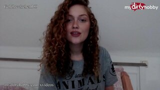 Hot German amateur babe uses a fat dildo to stretch her tight pussy and moans loudly until she cums